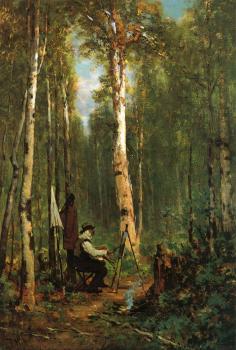 托馬斯 希爾 Artist at His Easel in the Woods 托馬斯 希爾 Artist at His Easel in the Woods